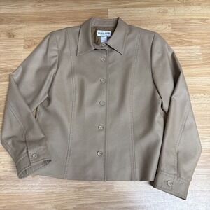 Women's Size 8 Beige Pendleton Virgin Wool Jacket With Shoulder Pads Satin Lined